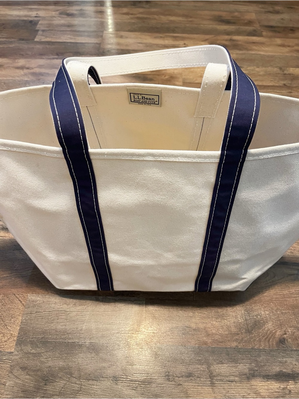 NWOT L.L. Bean | Boat & Tote Open-Top Heavyweight Canvas Bag Navy Natural